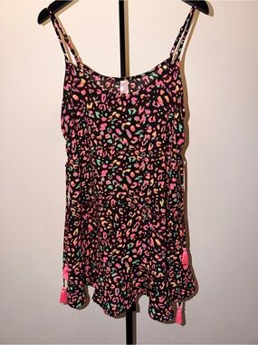 Adjustable Swim Cover-Up | Neon Animal Print Tassel Cover-Up